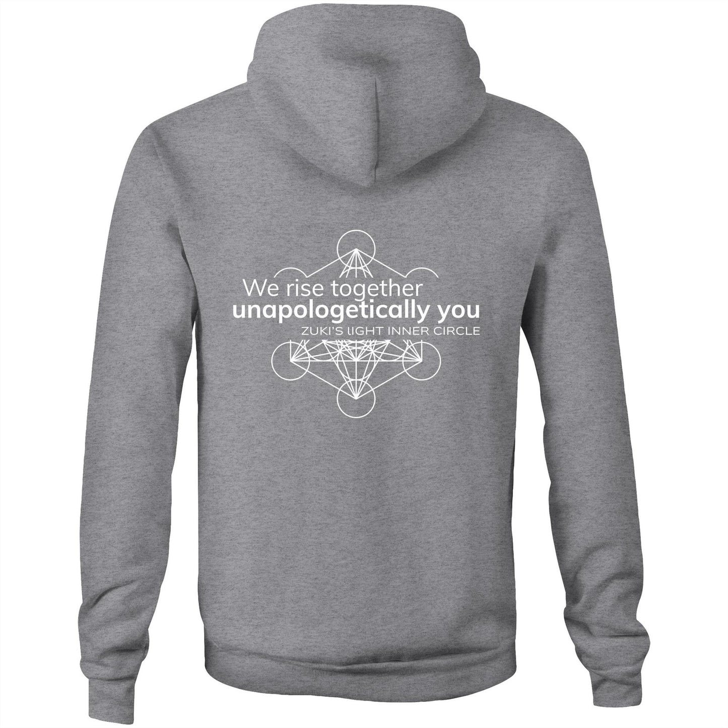 Unapologetically you- we rise together- inner circle Metatrons Cube (back design only) AS Colour Stencil - Pocket Hoodie Sweatshirt