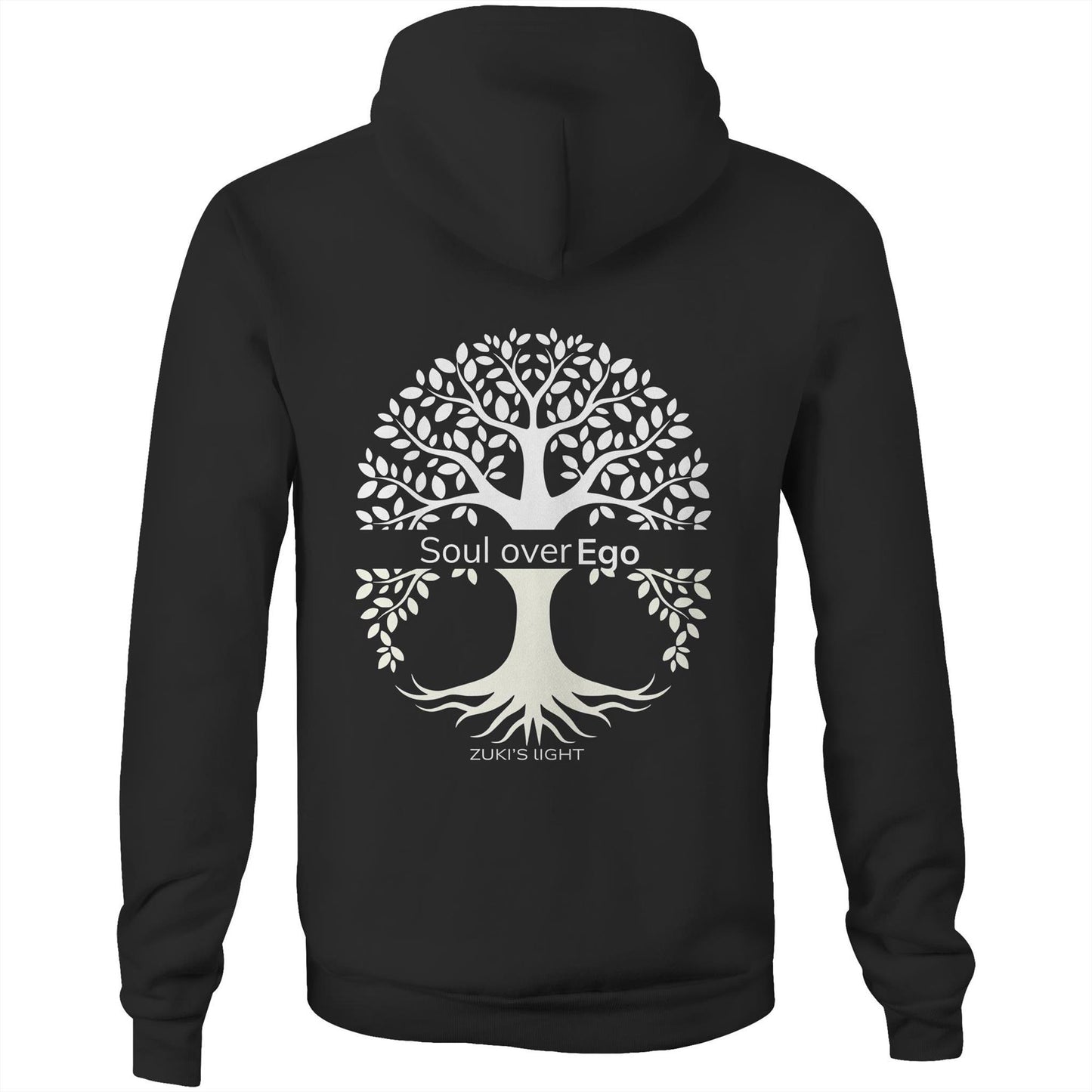 Soul over Ego (back design only) Zuki's Light Branded AS Colour Stencil - Pocket Hoodie Sweatshirt