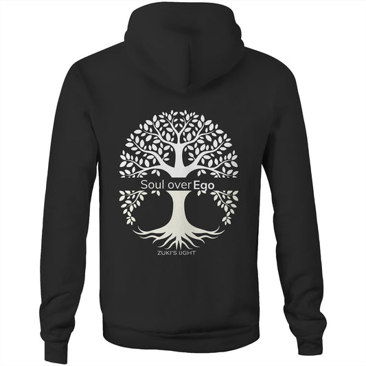 Soul over Ego (back design only) Zuki's Light Branded AS Colour Stencil - Pocket Hoodie Sweatshirt