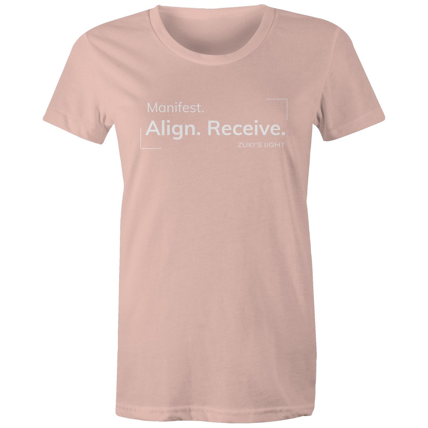 Manifest. Align. Receive. Zuki's Light Branded AS Colour - Women's Maple Tee