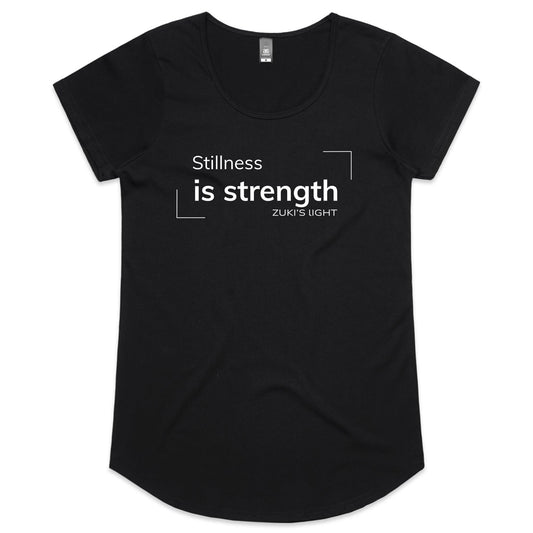 Strength is stillness- Zuki's Light Branded AS Colour Mali - Womens Scoop Neck T-Shirt