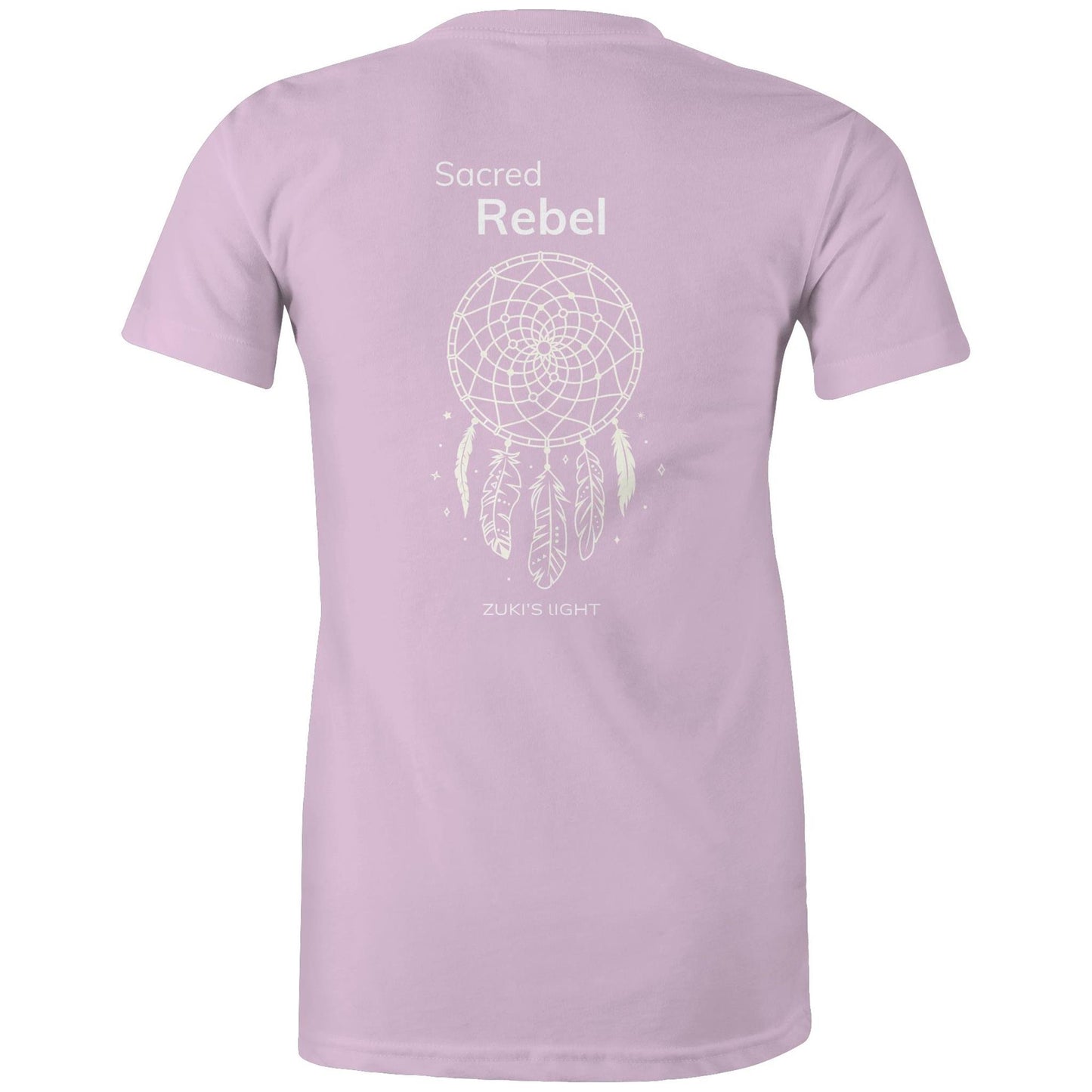 Sacred Rebel (back design only) Zuki's Light Branded AS Colour - Women's Maple Tee