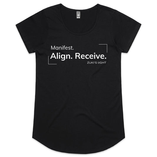 Manifest align, receive- Zuki's Light Branded- AS Colour Mali - Womens Scoop Neck T-Shirt
