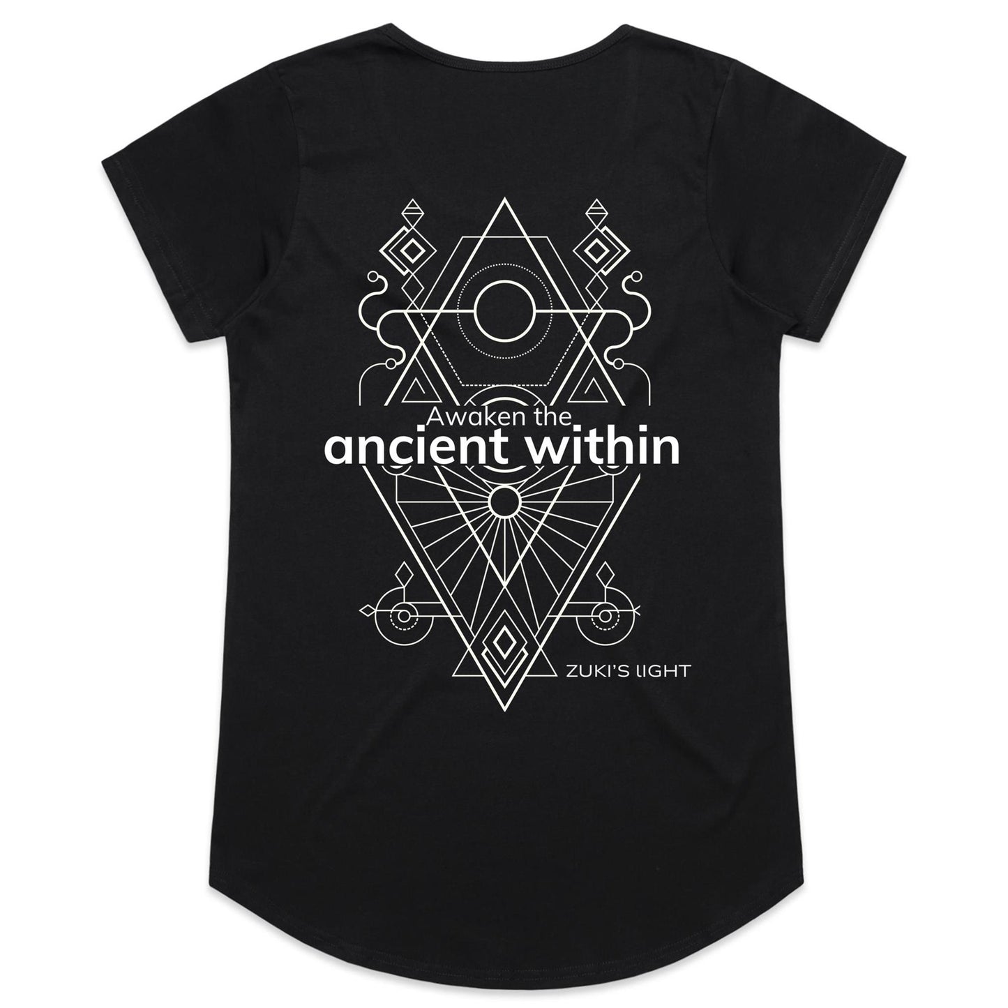 Awaken the ancient within (back design only)- Zuki's Light Branded AS Colour Mali - Womens Scoop Neck T-Shirt