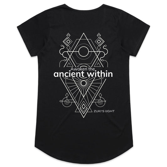 Awaken the ancient within (back design only)- Zuki's Light Branded AS Colour Mali - Womens Scoop Neck T-Shirt