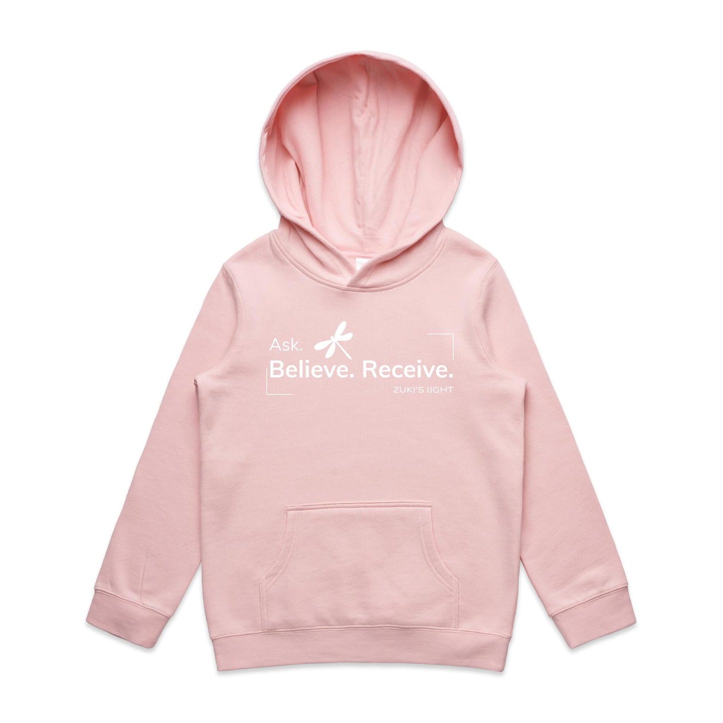 Ask Believe Recieve Dragonfly- Zuki's Light Branded AS Colour - Youth Supply Hood