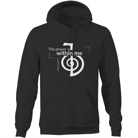 The power is within me- Reiki- Zuki's Light Branded AS Colour Stencil - Pocket Hoodie Sweatshirt