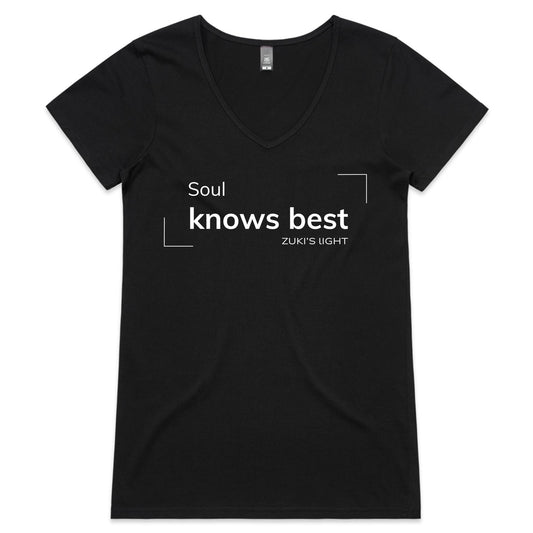 Soul knows best- Zuki's Light Branded- AS Colour Bevel - Womens V-Neck T-Shirt