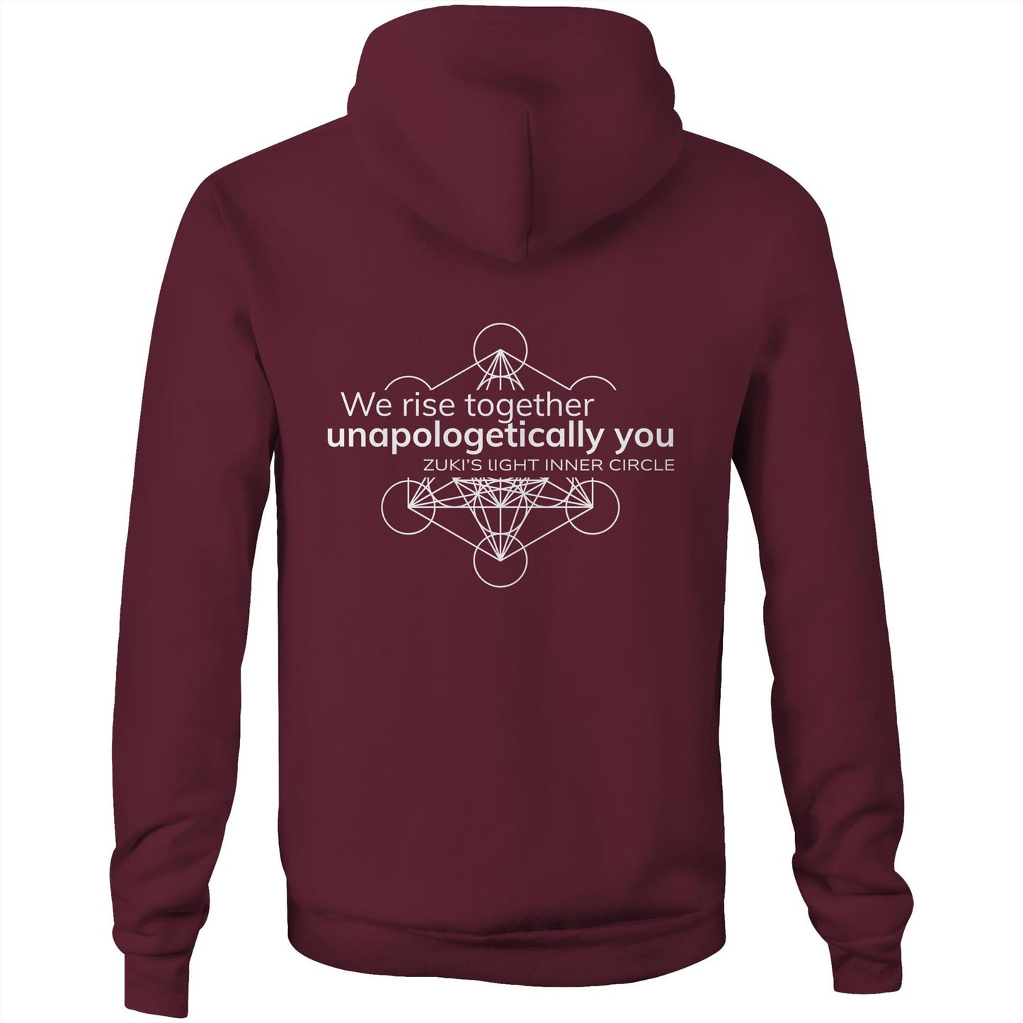 Unapologetically you- we rise together- inner circle Metatrons Cube (back design only) AS Colour Stencil - Pocket Hoodie Sweatshirt