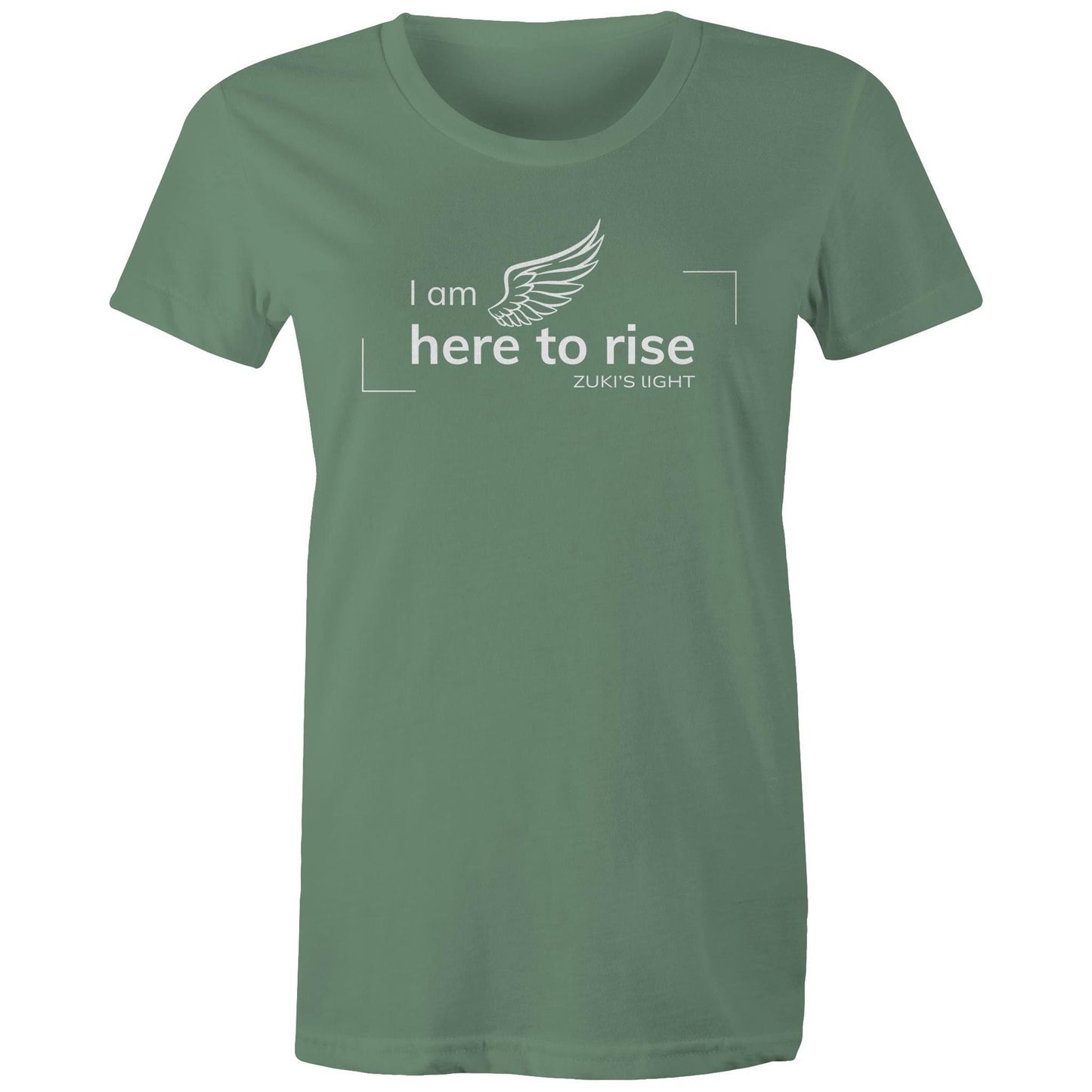 I am here to rise- Angel Wing Zuki's Light Branded AS Colour - Women's Maple Tee