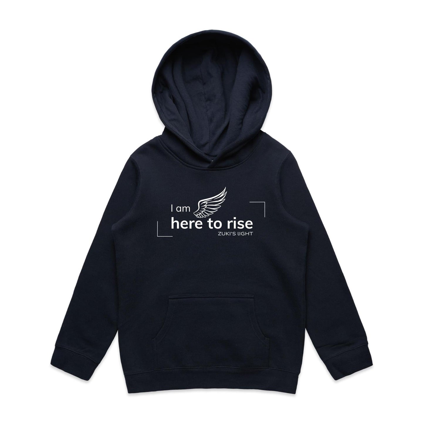 I am here to rise- Angel Wing- Zuki's Light Branded AS Colour - Youth Supply Hood