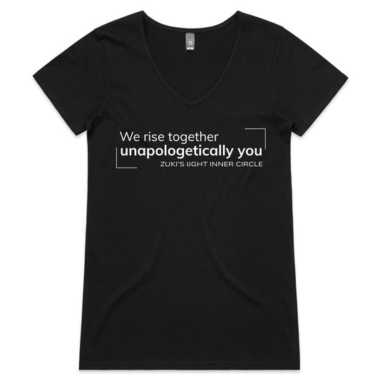 We rise together, unapologetically you- Zuki's Light Inner Circle- AS Colour Bevel - Womens V-Neck T-Shirt