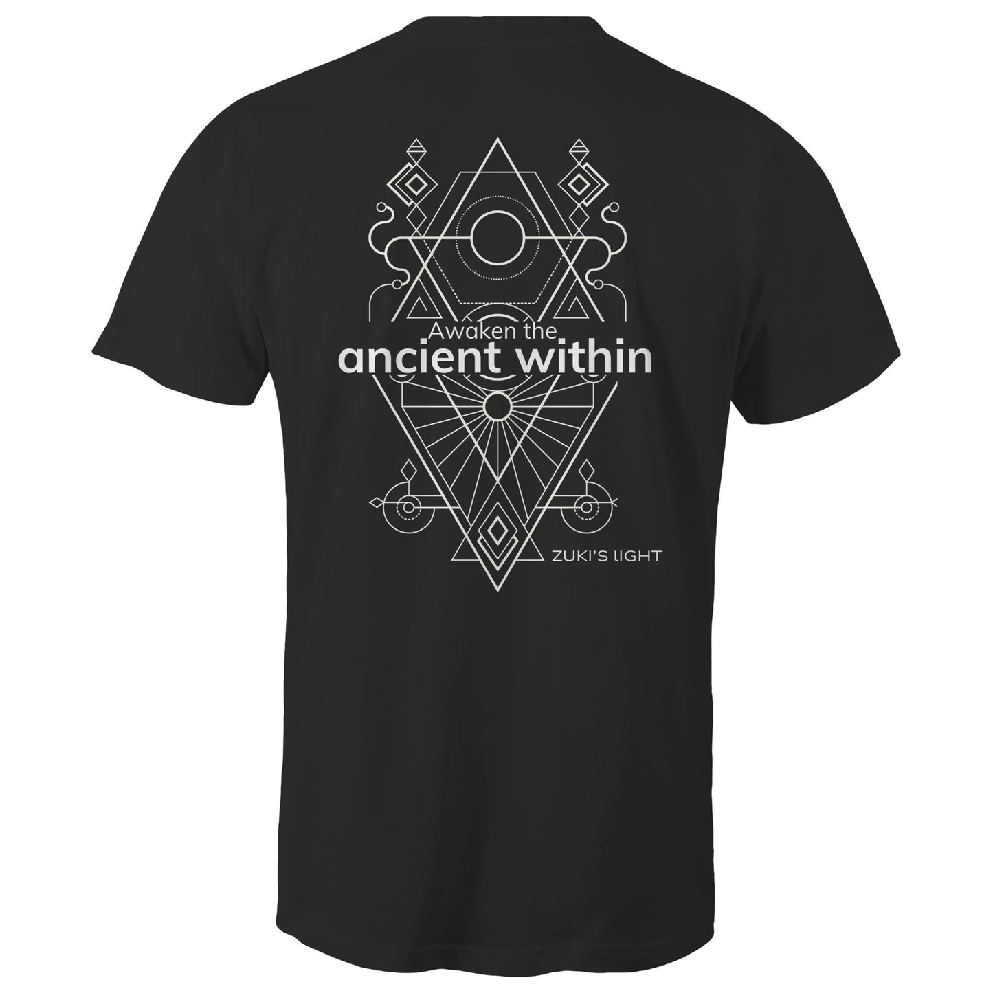 Awaken the ancient within - (Back design only) Zuki's Light Branded AS Colour Staple - Mens T-Shirt