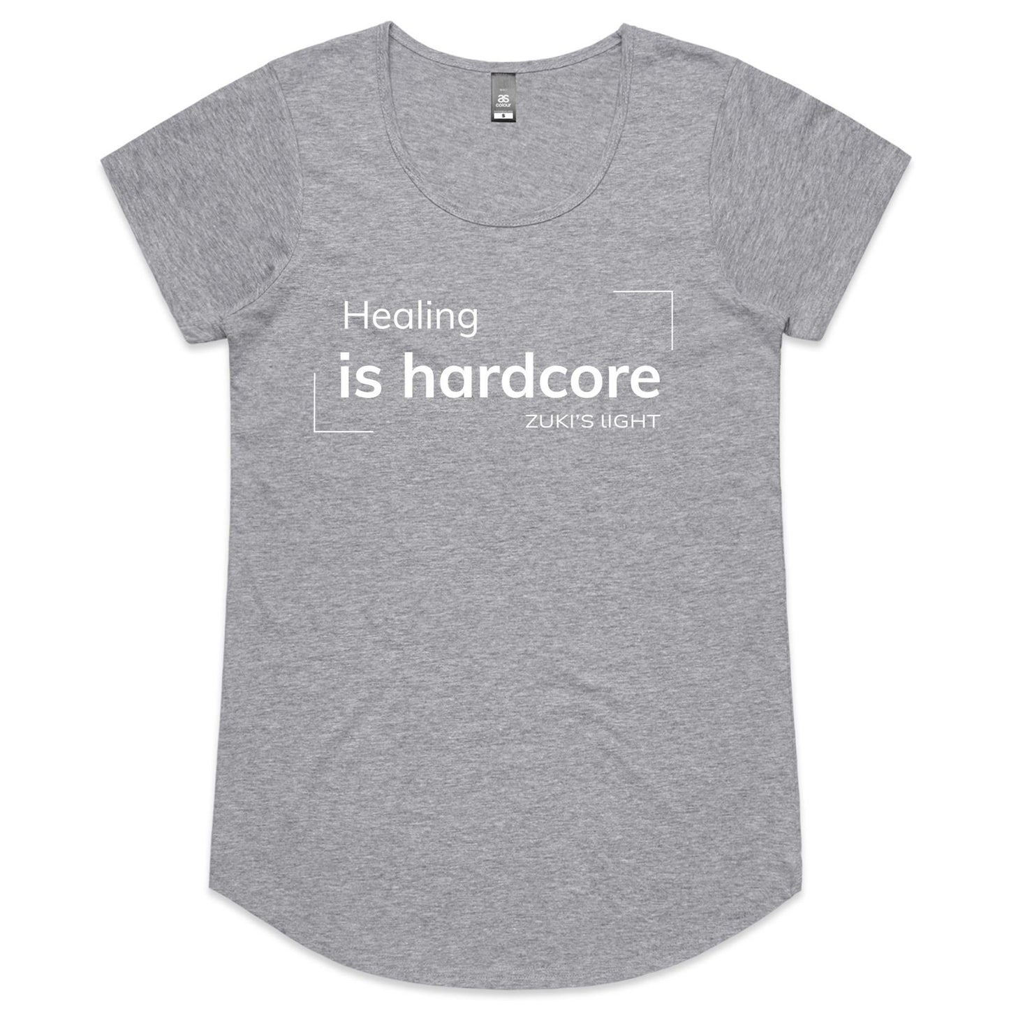 Healing is hardcore - Zuki's Light Branded AS Colour Mali - Womens Scoop Neck T-Shirt