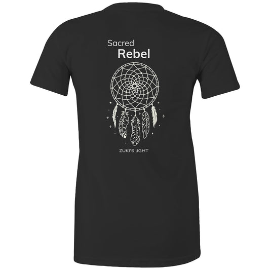 Sacred Rebel (back design only) Zuki's Light Branded AS Colour - Women's Maple Tee