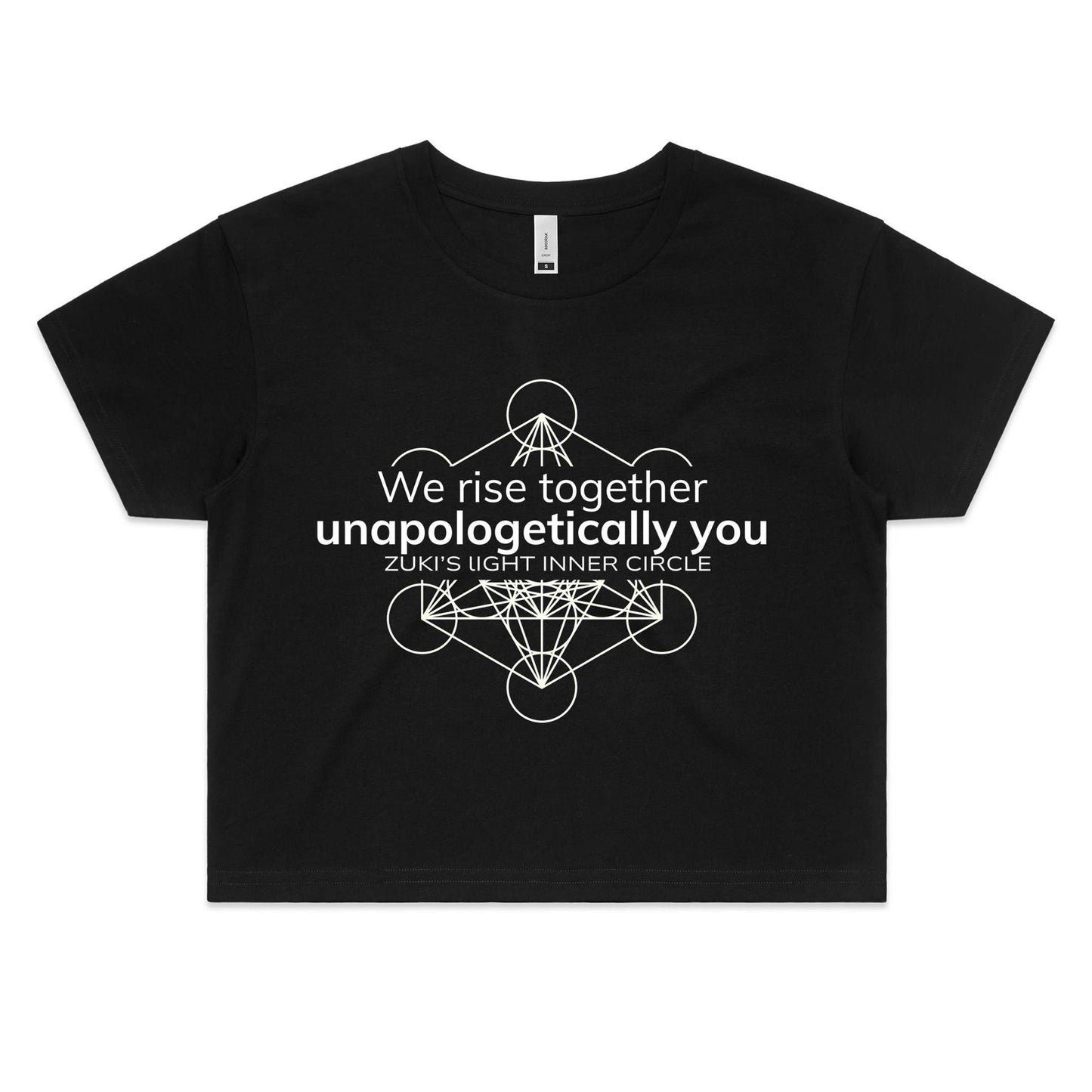 We rise together, unapollogetically you (Metatrons Cube)- Zuki's Light Inner Circle- AS Colour - Women's Crop Tee
