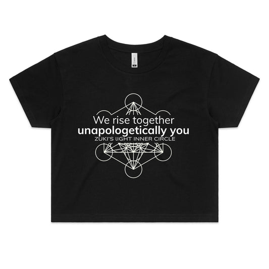 We rise together, unapollogetically you (Metatrons Cube)- Zuki's Light Inner Circle- AS Colour - Women's Crop Tee
