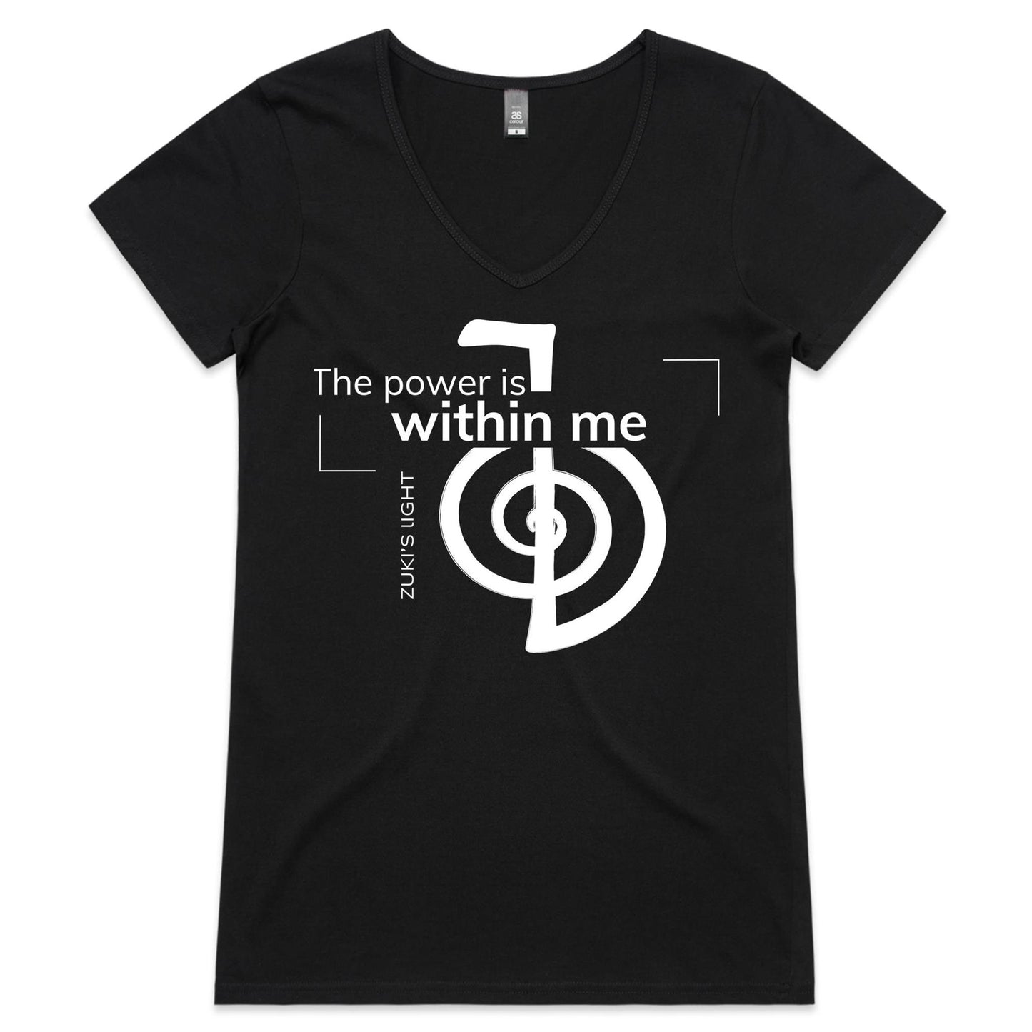 The power is within me- Zukis Light Branded- AS Colour Bevel - Womens V-Neck T-Shirt