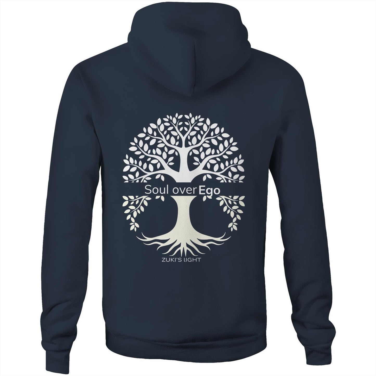 Soul over Ego (back design only) Zuki's Light Branded AS Colour Stencil - Pocket Hoodie Sweatshirt