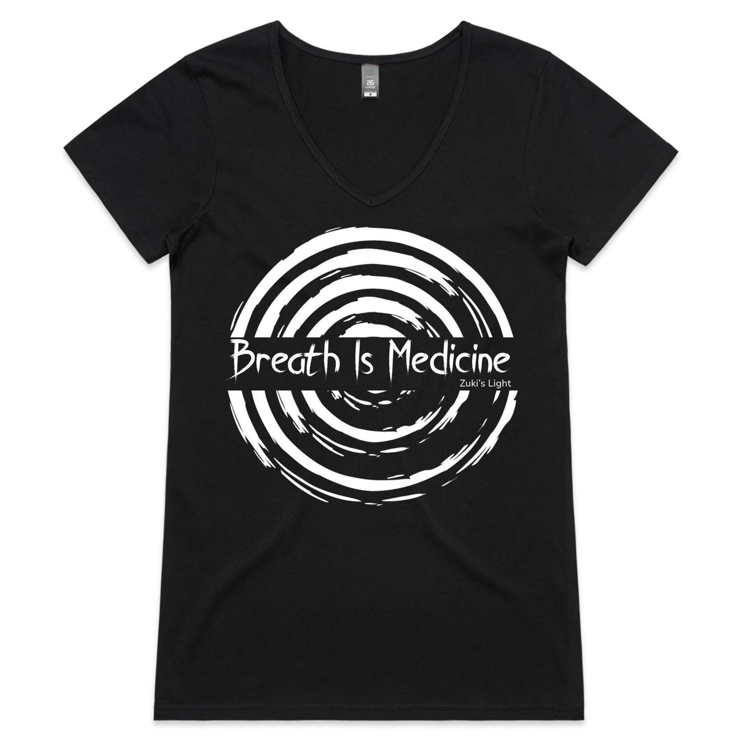 Breath Is Medicine (Front Design Only) AS Colour Bevel - Womens V-Neck T-Shirt