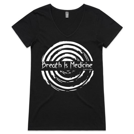 Breath Is Medicine (Front Design Only) AS Colour Bevel - Womens V-Neck T-Shirt