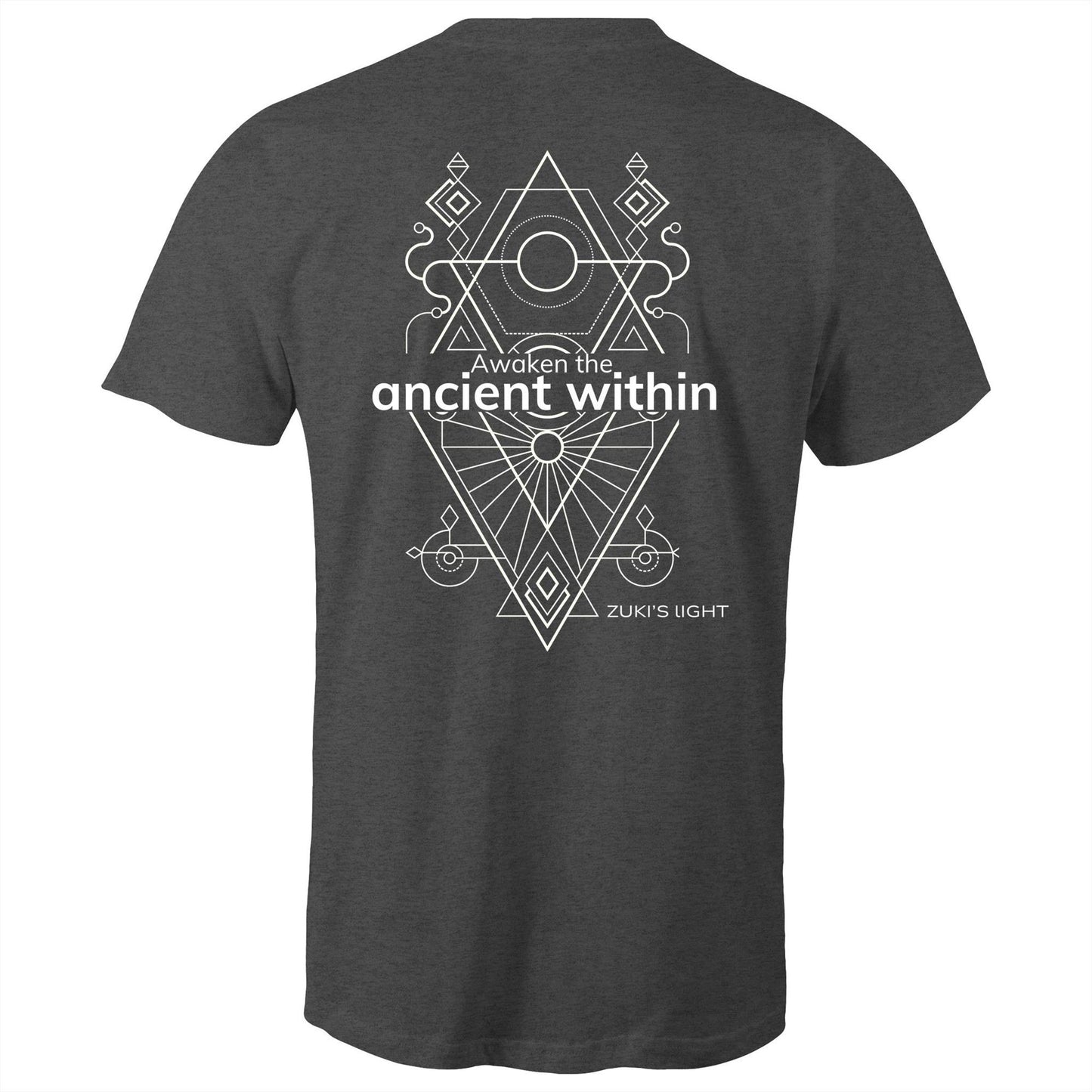 Awaken the ancient within - (Back design only) Zuki's Light Branded AS Colour Staple - Mens T-Shirt