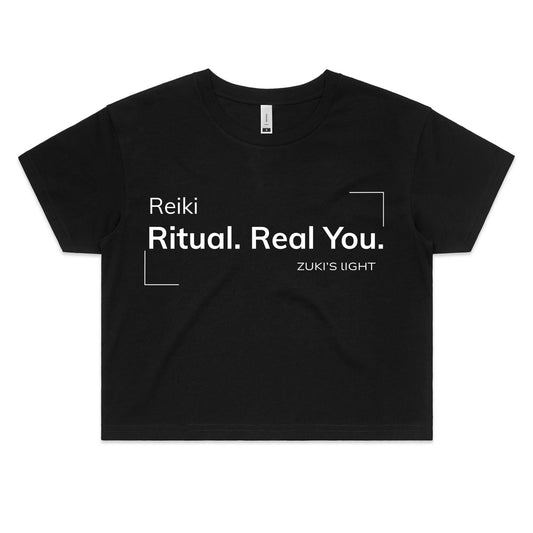 Reiki. Ritual. Real You- Zuki's Light Branded AS Colour - Women's Crop Tee
