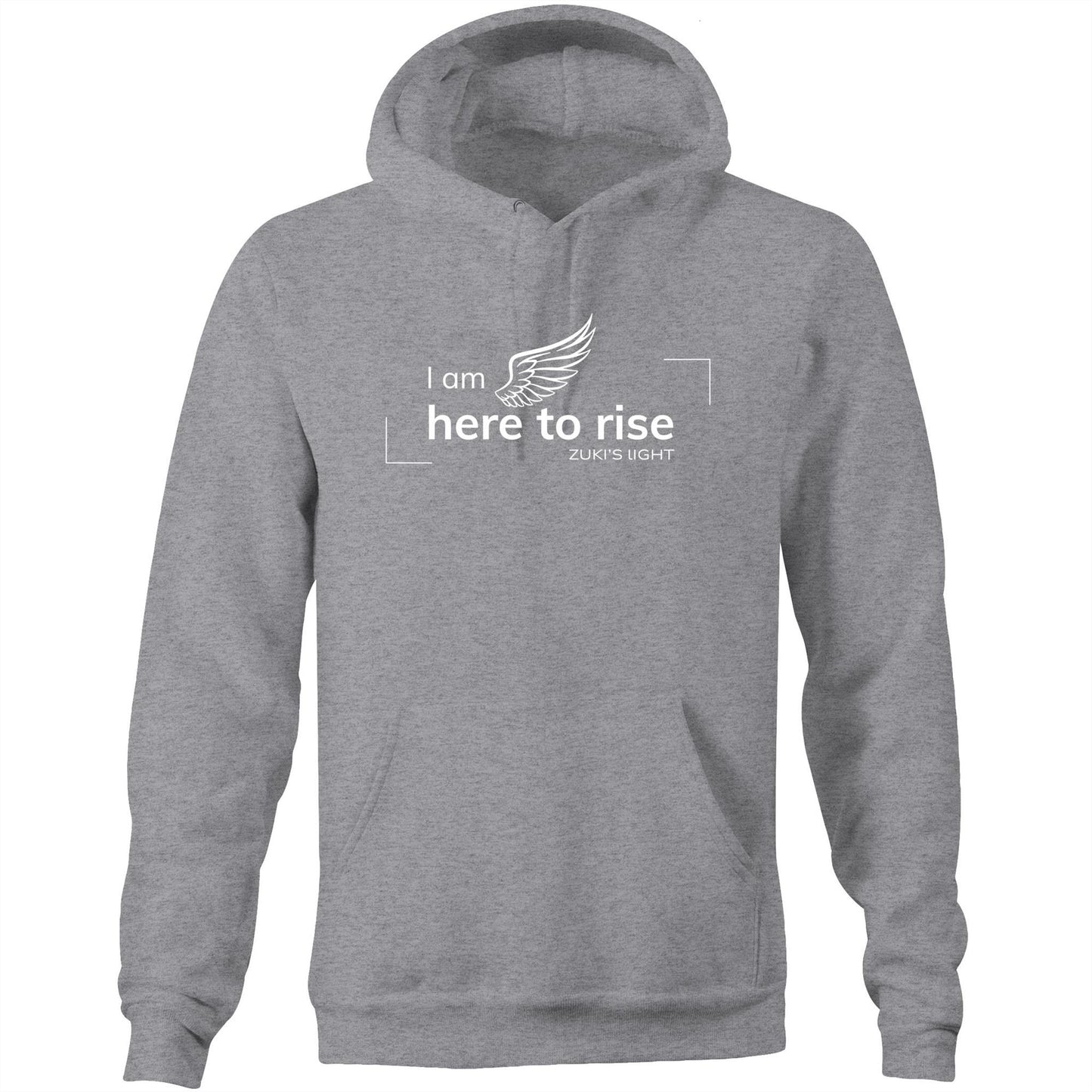 I am here to rise- Angel wing- Zuki's Light Branded AS Colour Stencil - Pocket Hoodie Sweatshirt