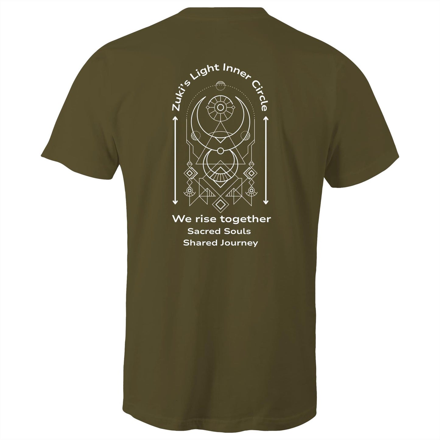 Zuki's Light Inner Circle- We rise together- Sacred Souls, Shared Journey (back design only) Zuki's Light Branded AS Colour Staple - Mens T-Shirt