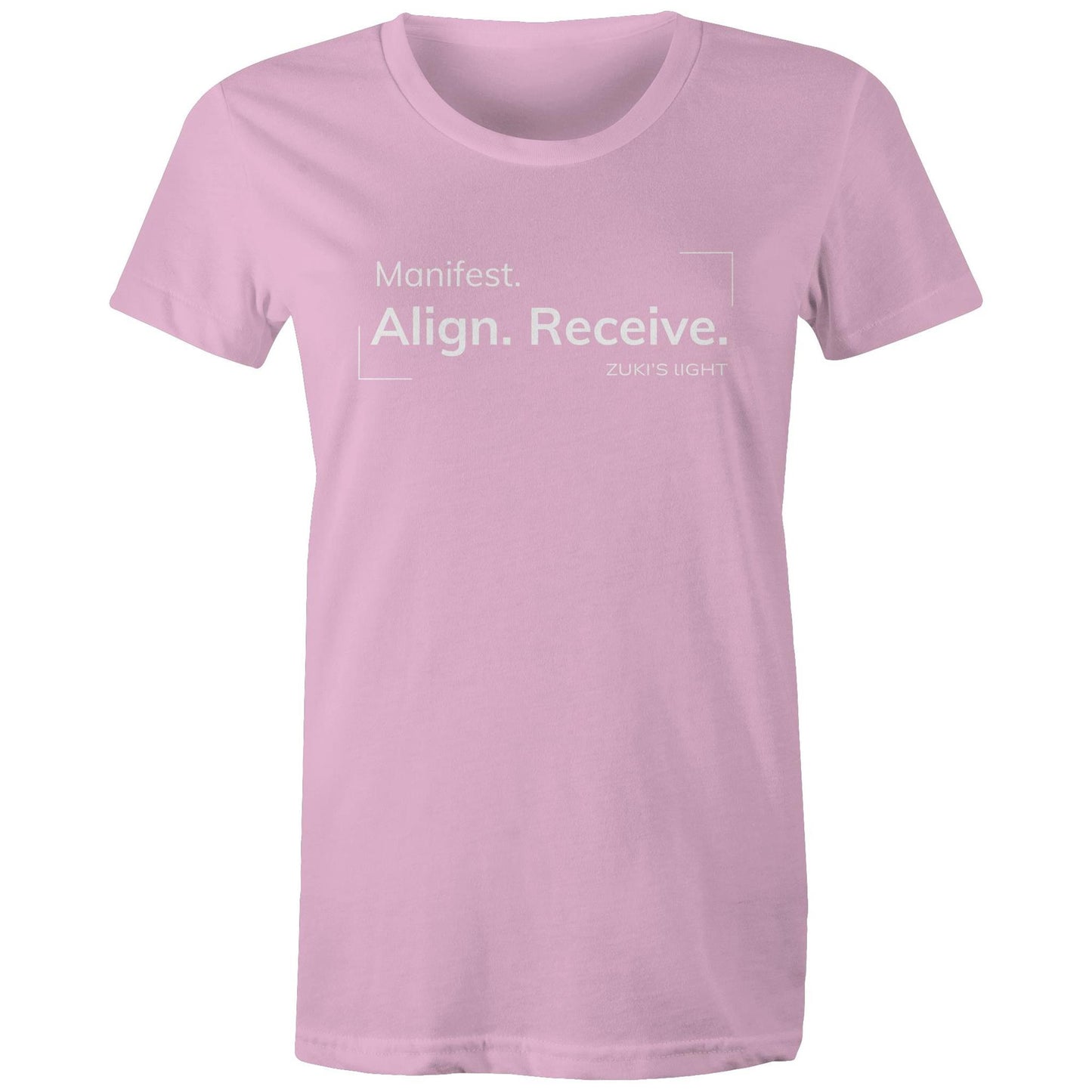 Manifest. Align. Receive. Zuki's Light Branded AS Colour - Women's Maple Tee
