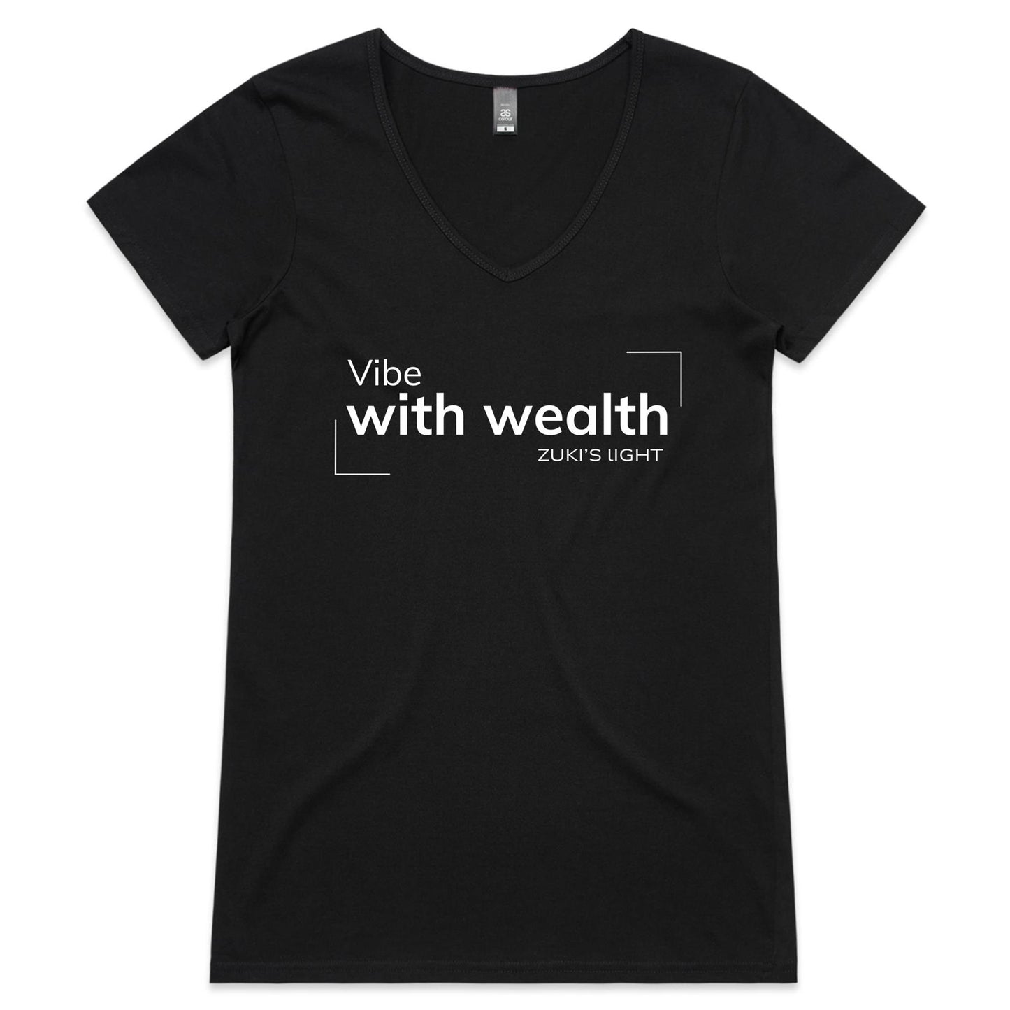 Vibe with wealth - Zuki's Light Branded- AS Colour Bevel - Womens V-Neck T-Shirt