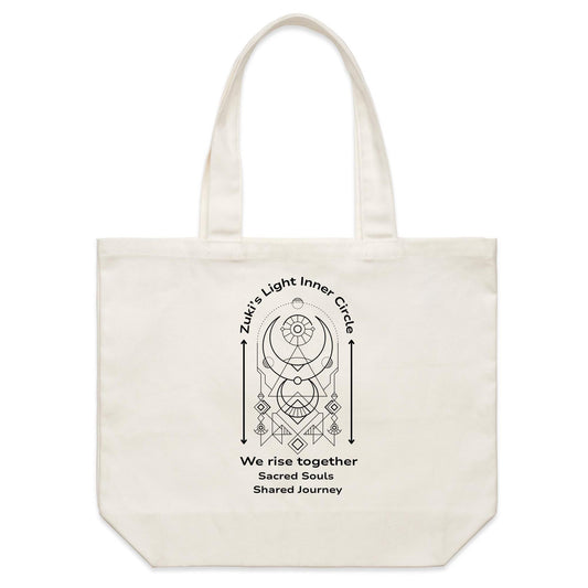 We Rise Together- Sacred Souls, Shared Journey- Zuki's Light Inner Circle AS Colour - Shoulder Canvas Tote Bag