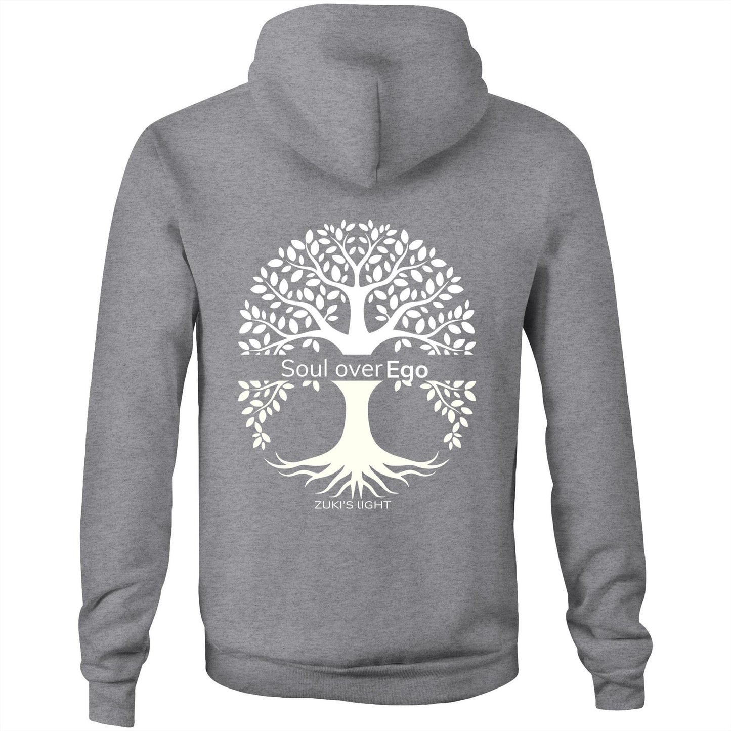 Soul over Ego (back design only) Zuki's Light Branded AS Colour Stencil - Pocket Hoodie Sweatshirt