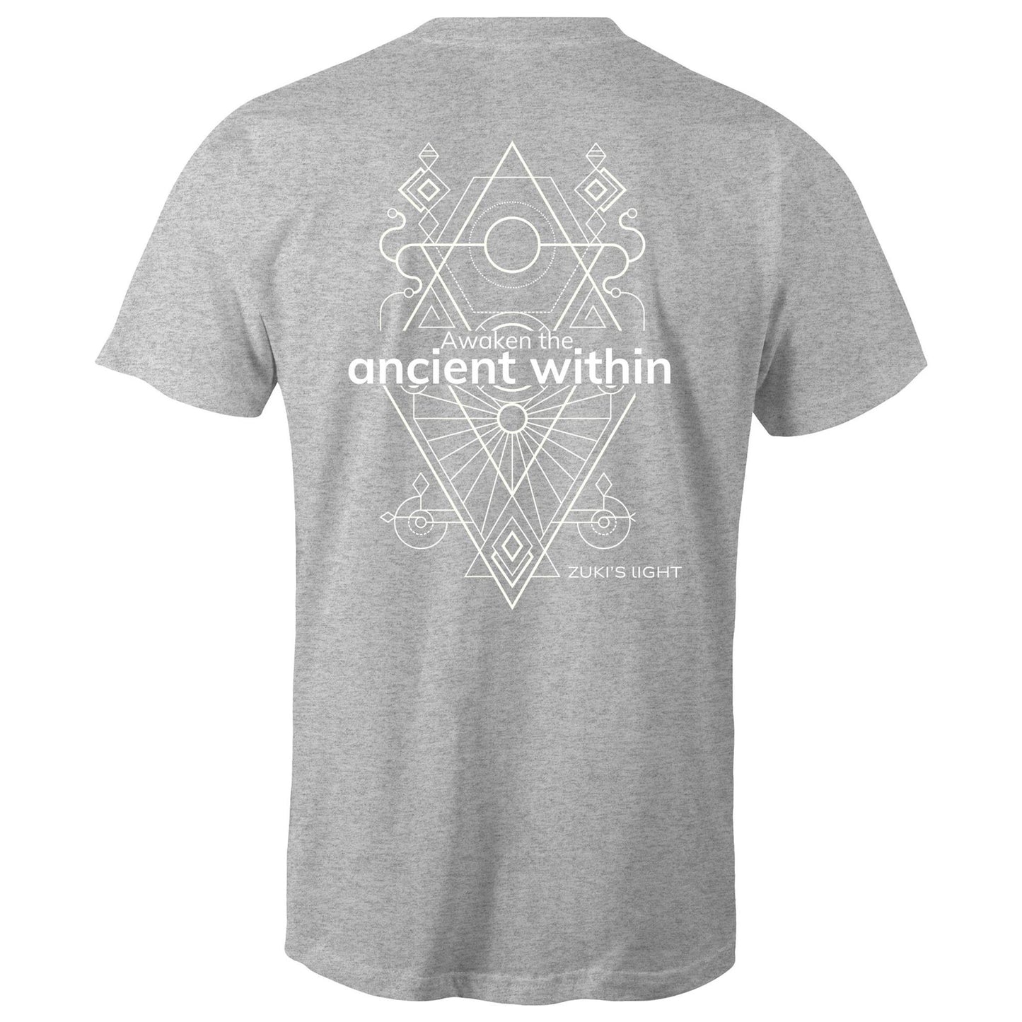 Awaken the ancient within - (Back design only) Zuki's Light Branded AS Colour Staple - Mens T-Shirt