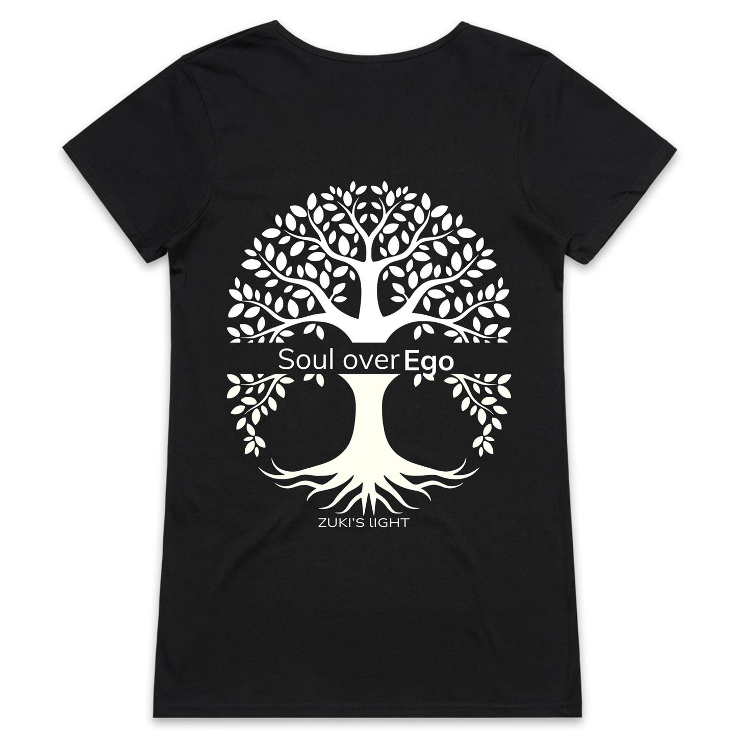 Soul over Ego (back design only) Zuki's Light Branded AS Colour Bevel - Womens V-Neck T-Shirt