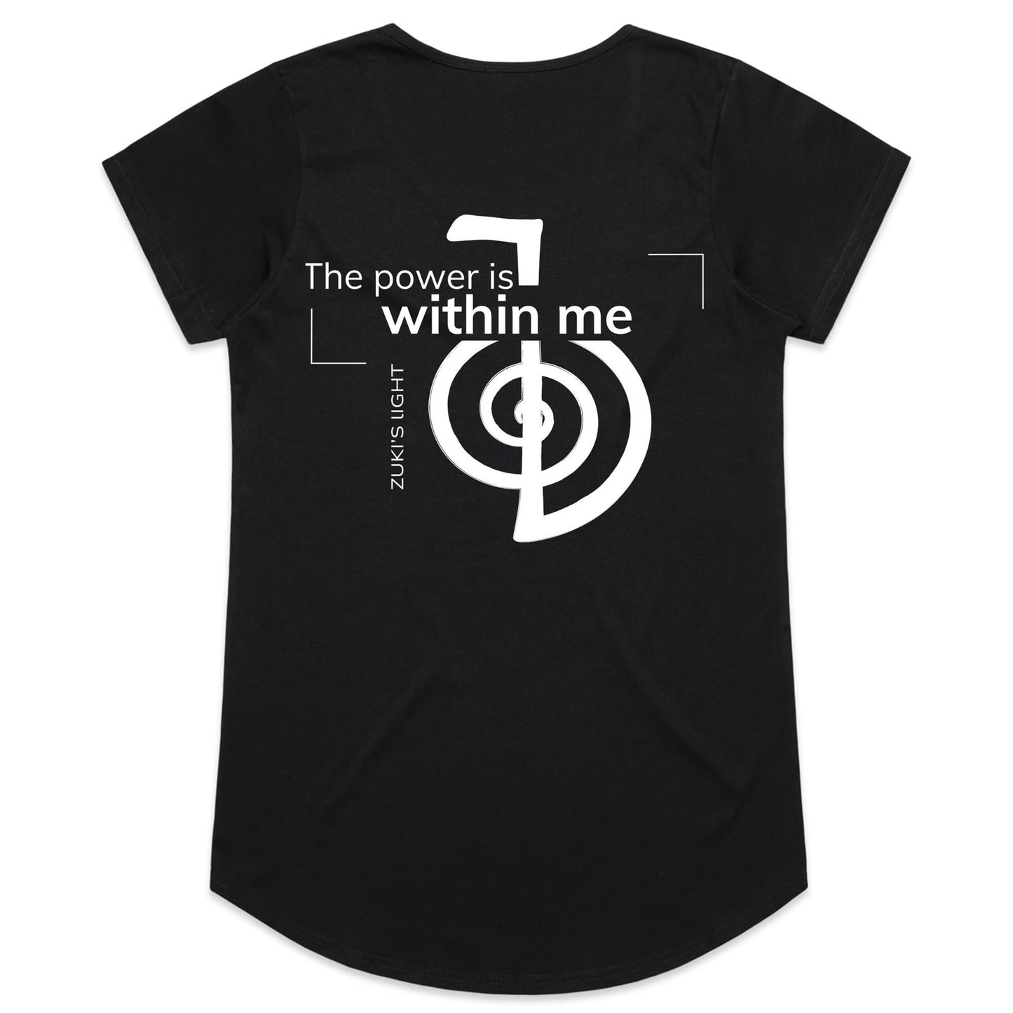 The power is within me- Reiki (back design only) Zuki's Light Branded AS Colour Mali - Womens Scoop Neck T-Shirt