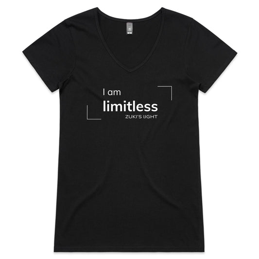 I am limitless-Zuki's Light Branded-AS Colour Bevel - Womens V-Neck T-Shirt