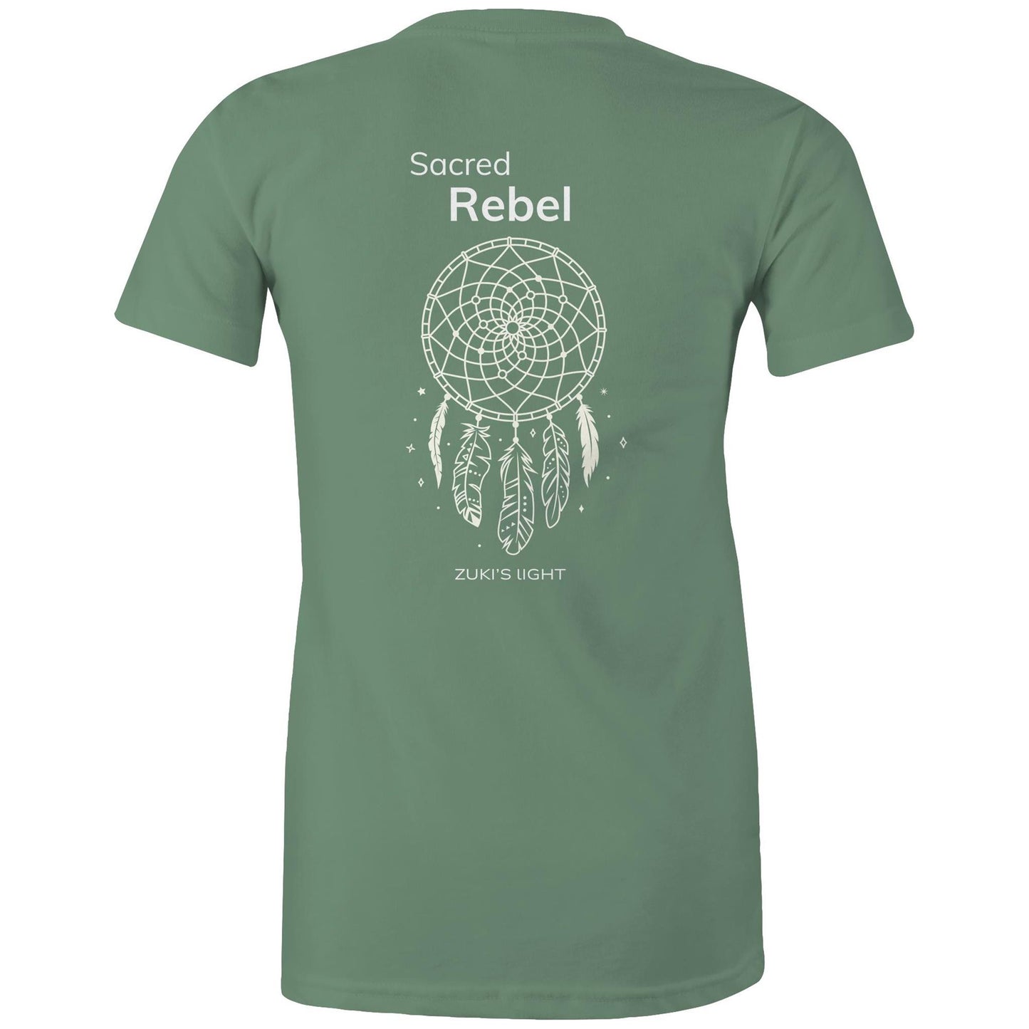 Sacred Rebel (back design only) Zuki's Light Branded AS Colour - Women's Maple Tee