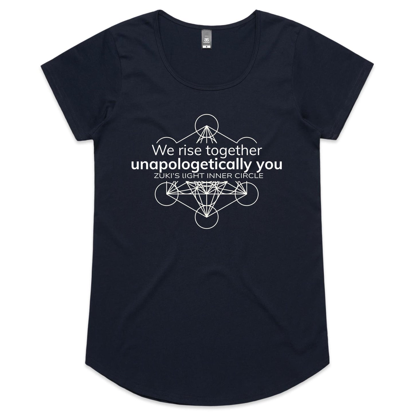 We rise together, Unapologetically you- Zuki's Light Inner Circle (Metatrons Cube)- AS Colour Mali - Womens Scoop Neck T-Shirt