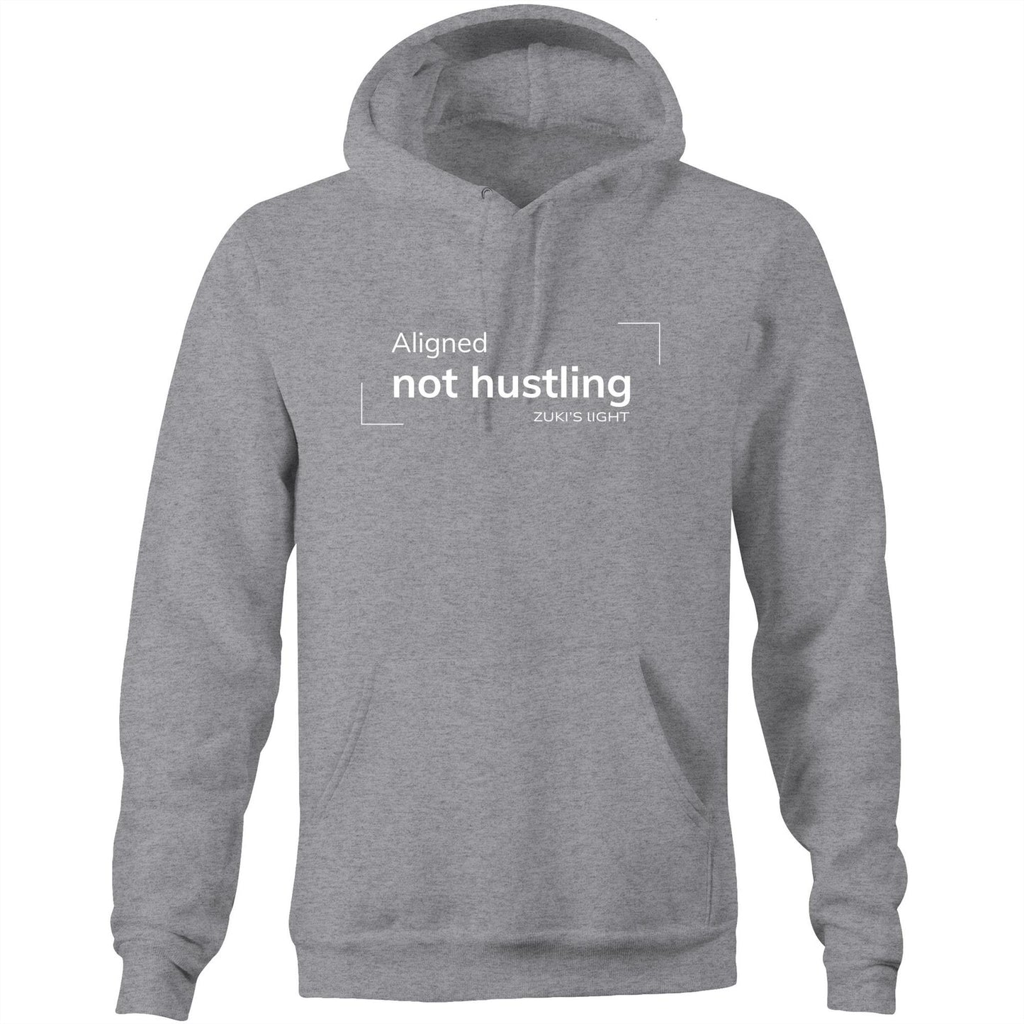 Aligned not hustling- Zuki's Light Branded AS Colour Stencil - Pocket Hoodie Sweatshirt