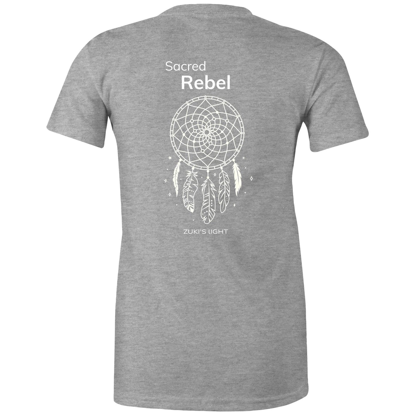 Sacred Rebel (back design only) Zuki's Light Branded AS Colour - Women's Maple Tee
