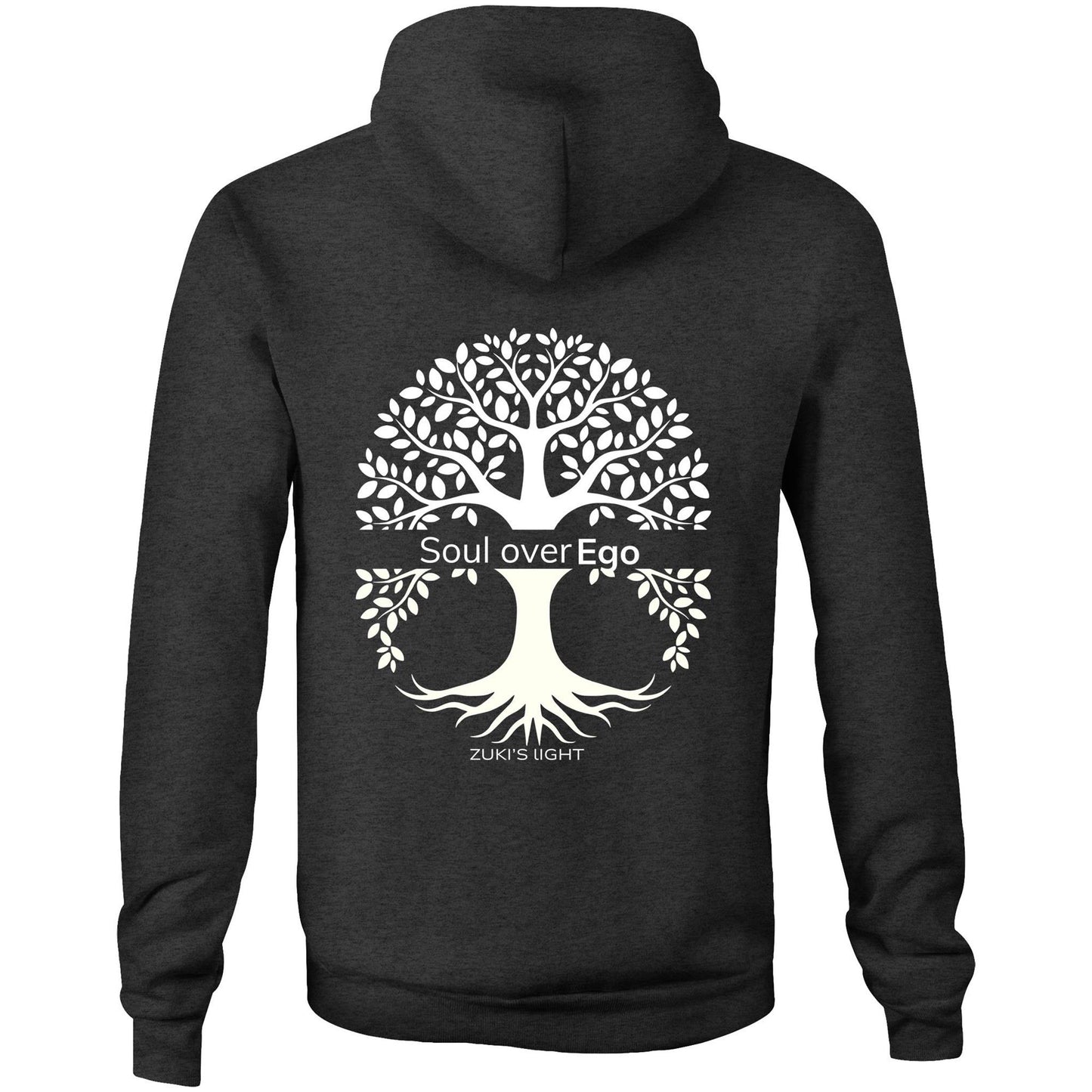 Soul over Ego (back design only) Zuki's Light Branded AS Colour Stencil - Pocket Hoodie Sweatshirt