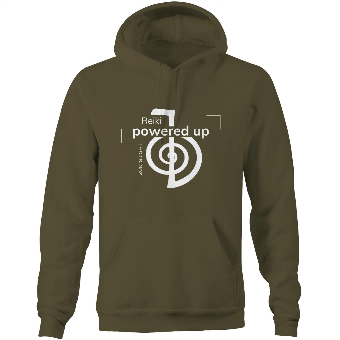 Reiki- Powered Up- Zuki's Light Branded AS Colour Stencil - Pocket Hoodie Sweatshirt
