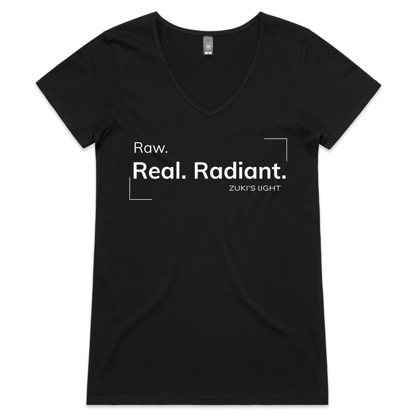 Raw. Real. Radiant - Zuki's Light Branded AS Colour Bevel - Womens V-Neck T-Shirt