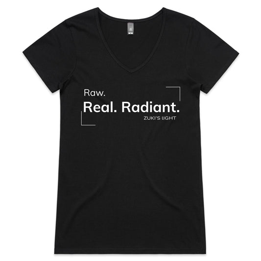 Raw. Real. Radiant - Zuki's Light Branded AS Colour Bevel - Womens V-Neck T-Shirt