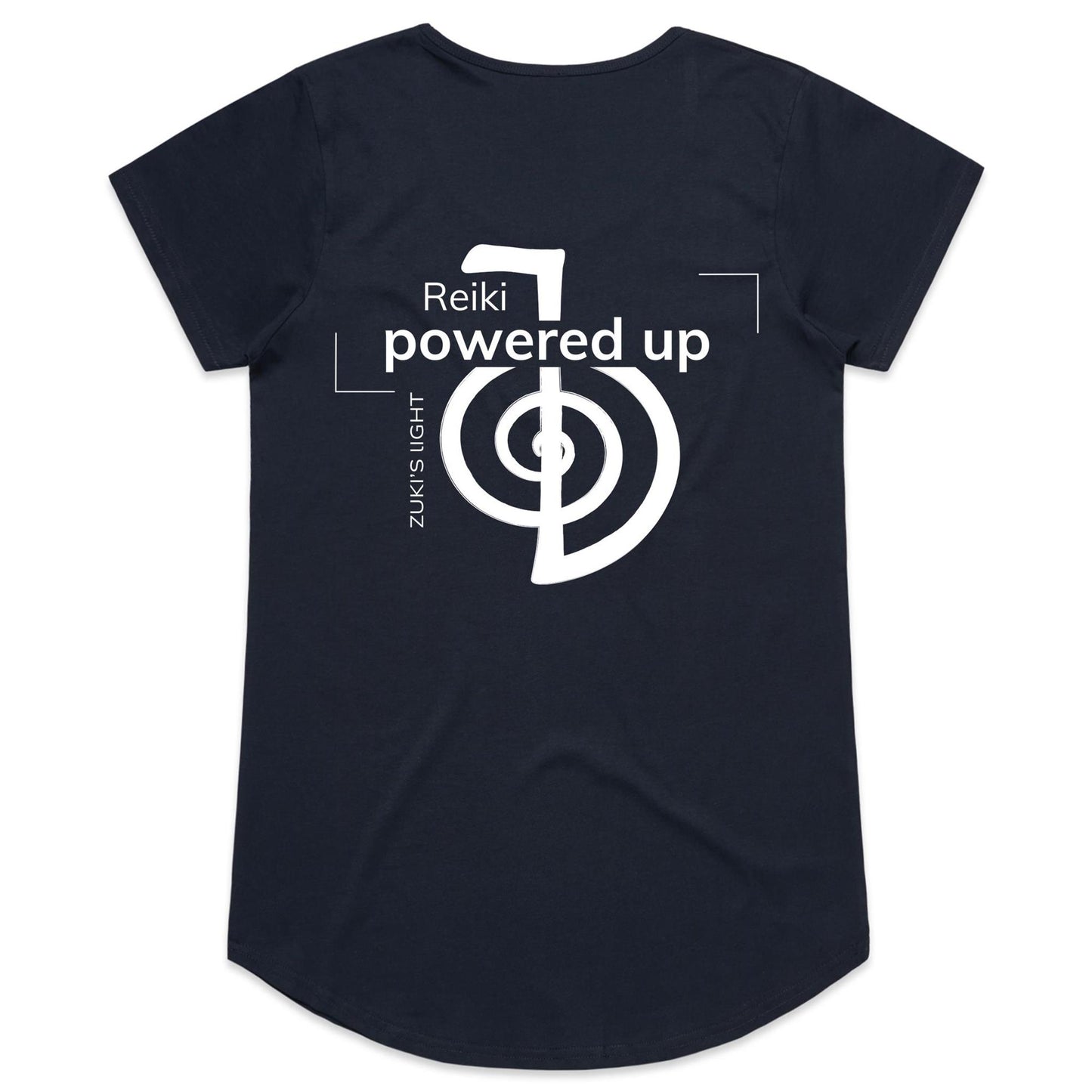 Reiki Powered Up (back design only) Zuki's Light Branded AS Colour Mali - Womens Scoop Neck T-Shirt