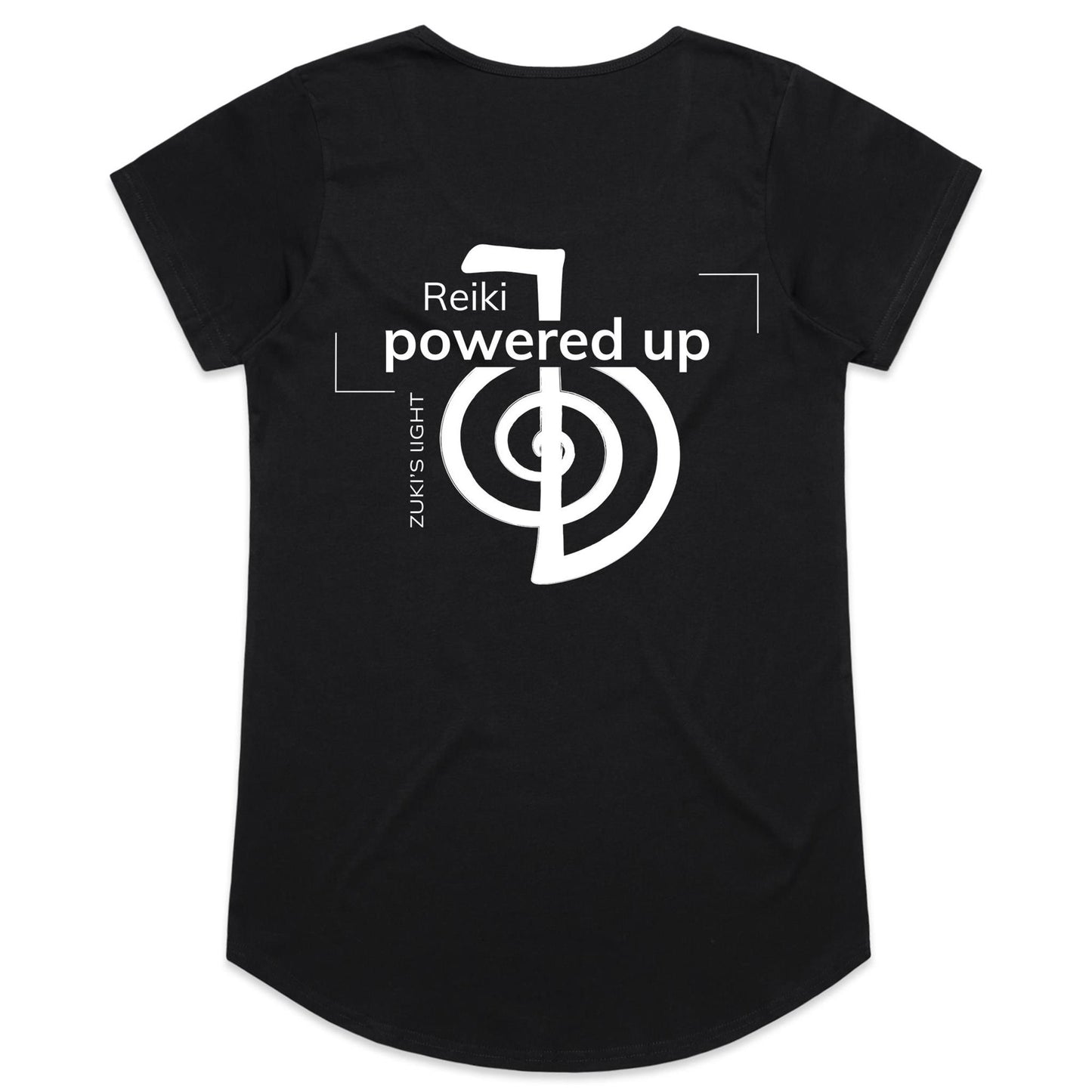 Reiki Powered Up (back design only) Zuki's Light Branded AS Colour Mali - Womens Scoop Neck T-Shirt