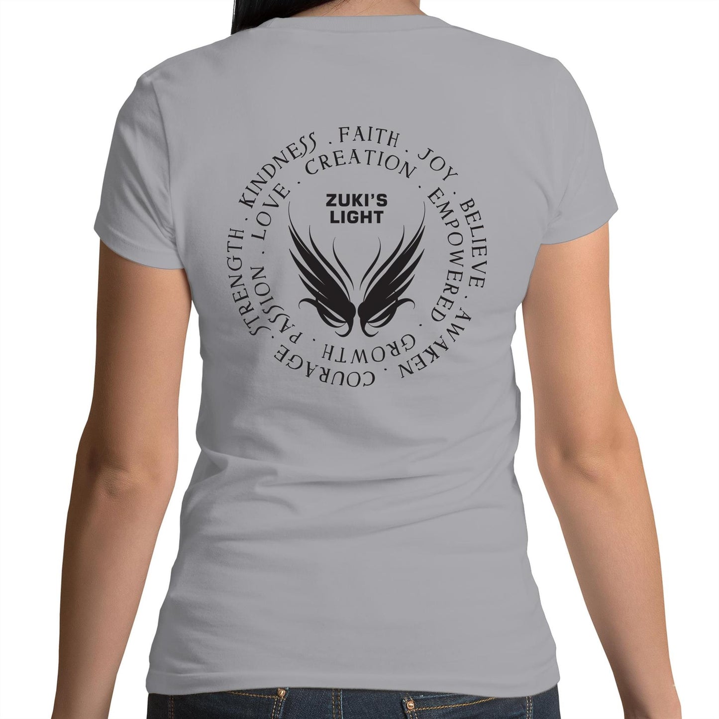 Angel Wing Inspired Words in Black font- AS Colour Mali - Womens Scoop Neck T-Shirt